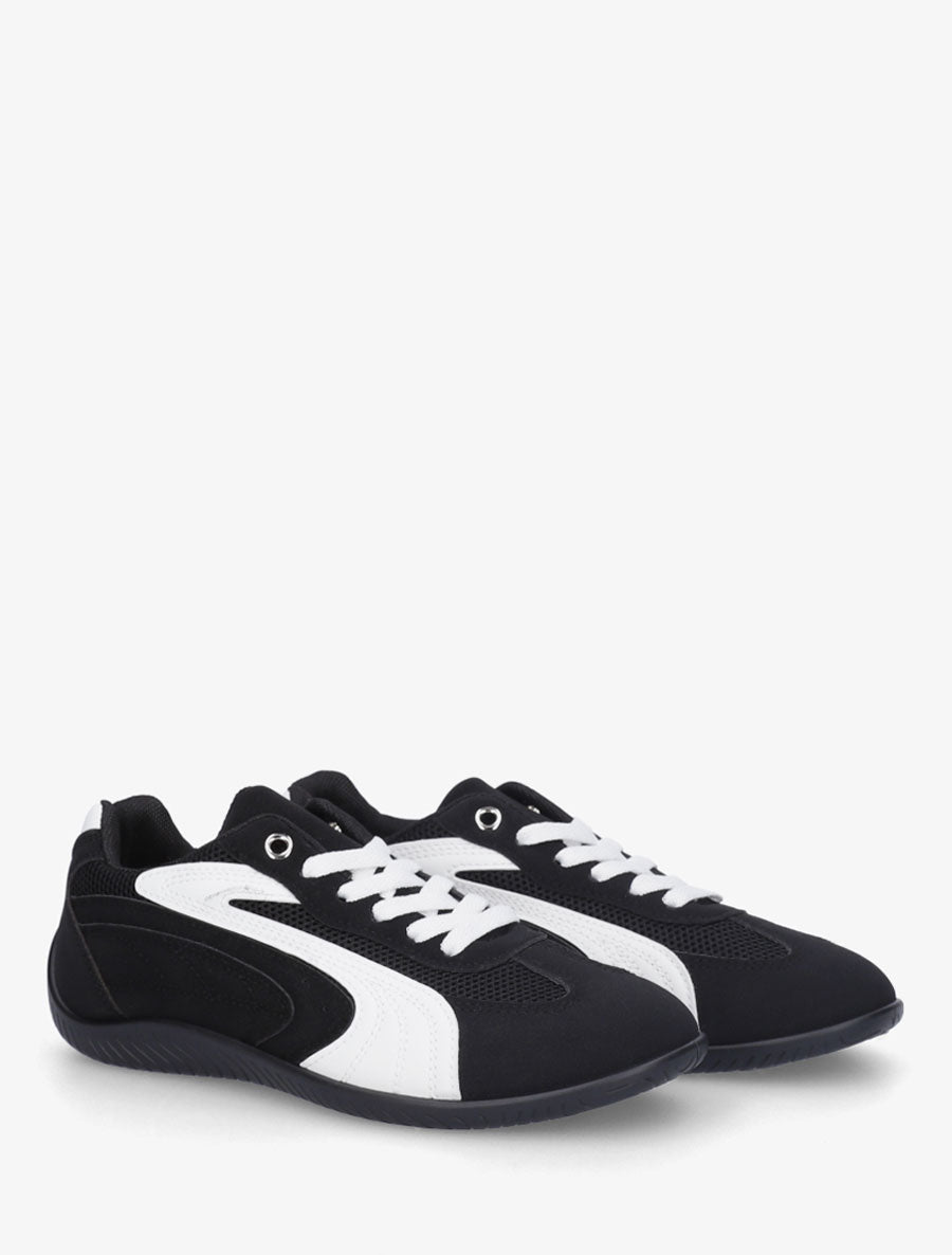 Sneakers en suédine à bandes contrastantes - Noir - 4