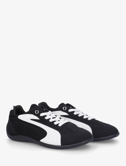 Sneakers en suédine à bandes contrastantes - Noir - 4