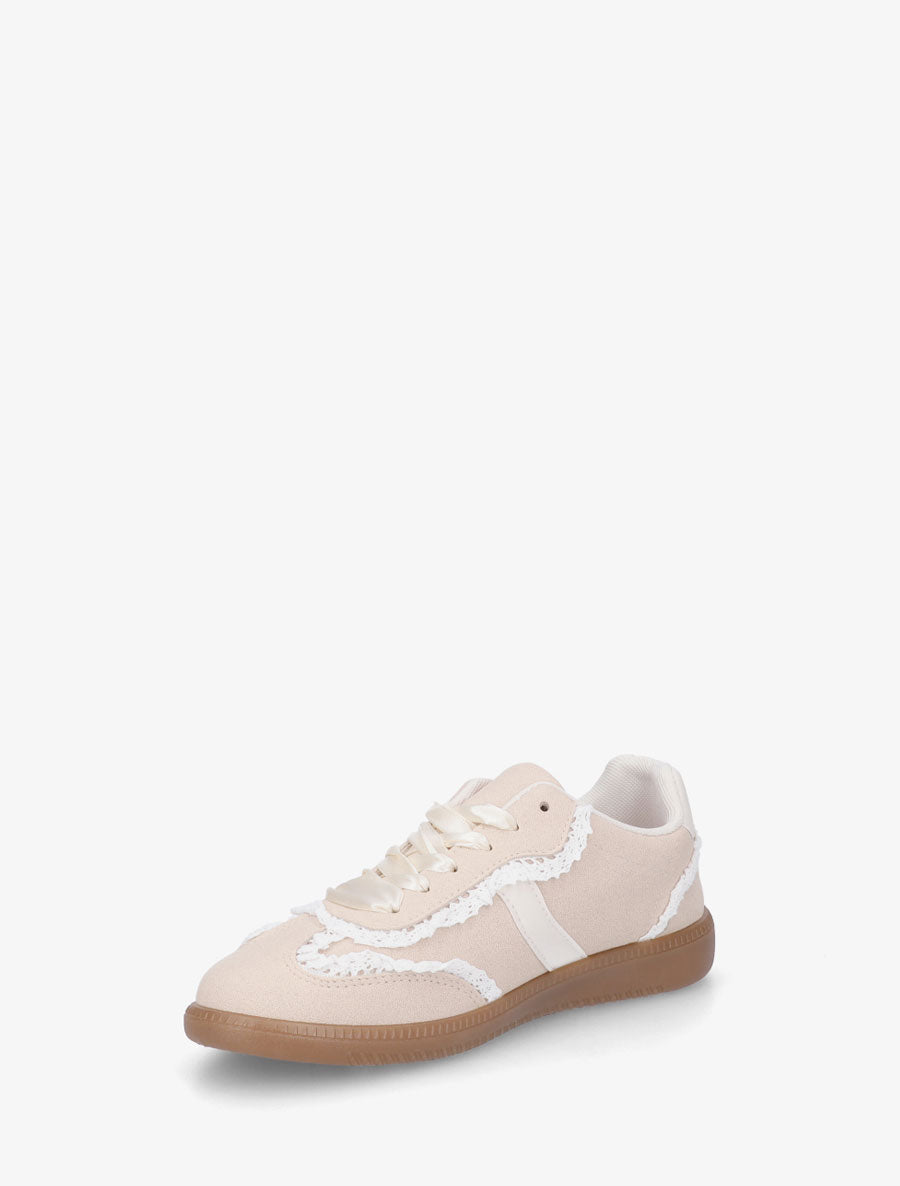 Sneakers en suédine à détail crochet - Beige - 3