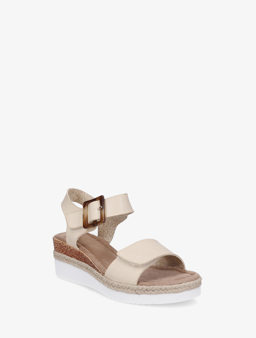 Sandales à scratch en simili - Beige - 2