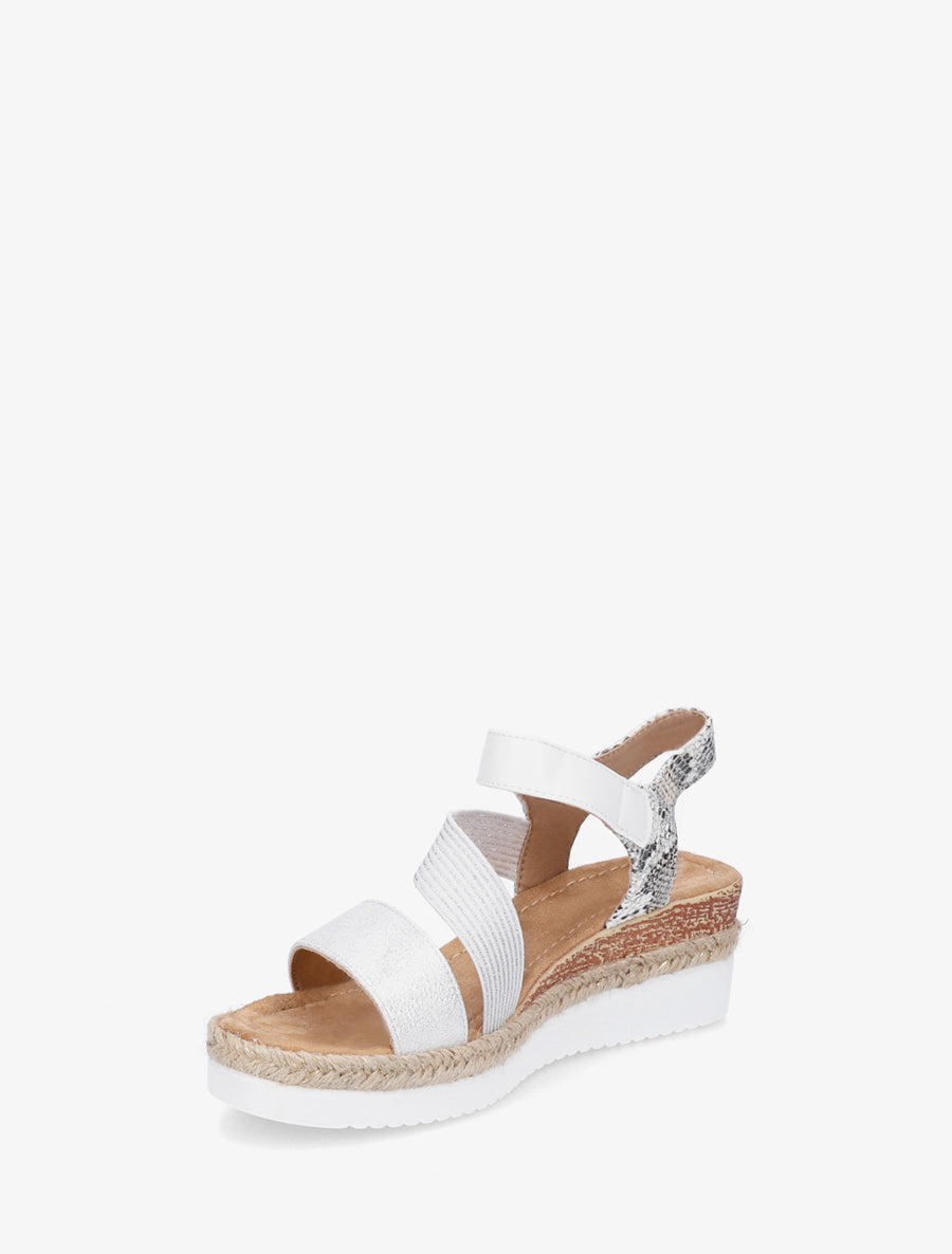 Sandales compensées élastiquées à scratch - Blanc - 3