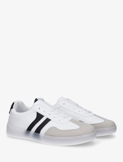 Baskets en simili à bandes contrastantes - Blanc - 4