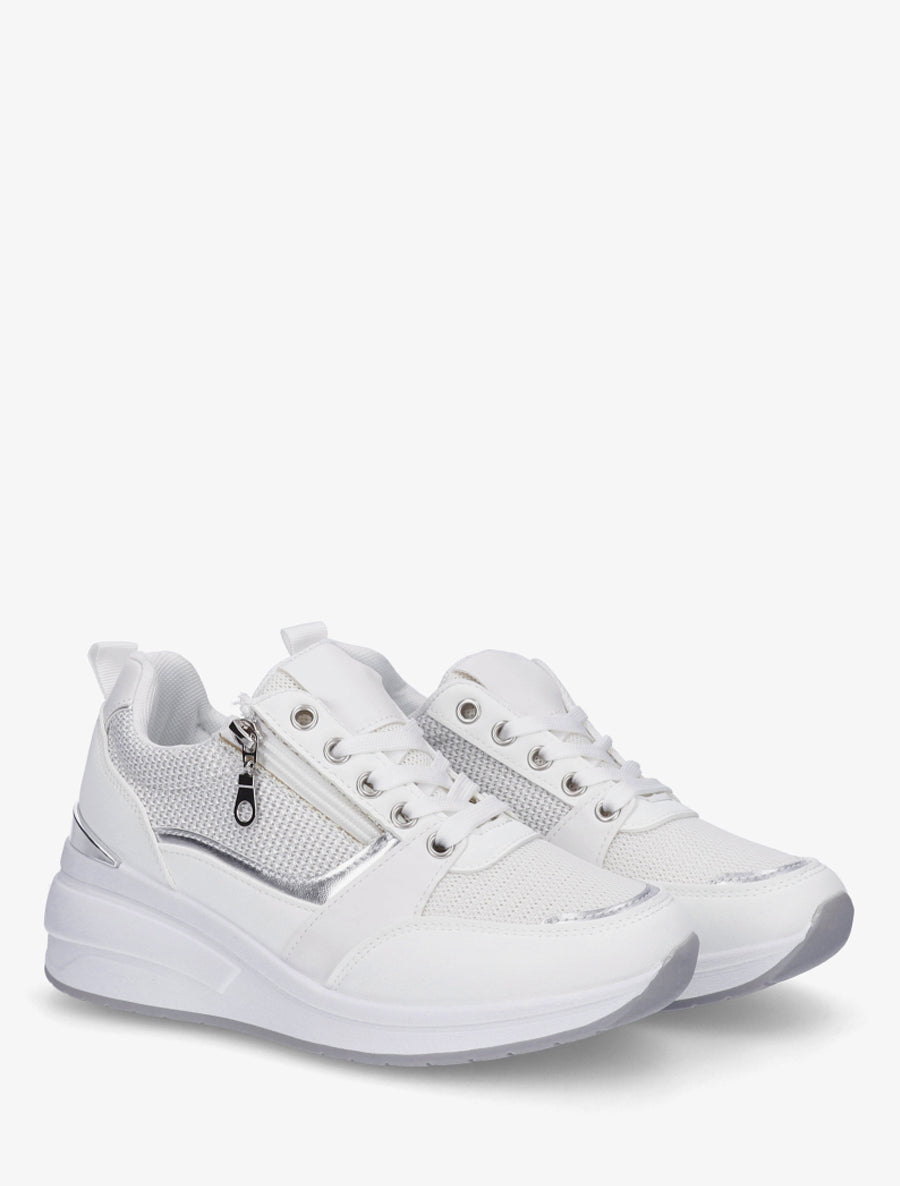 Baskets compensées à zip - Blanc - 4