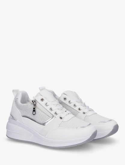 Baskets compensées à zip - Blanc - 4