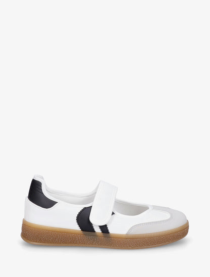 Ballerines style sneakers à scratch - Blanc - 1