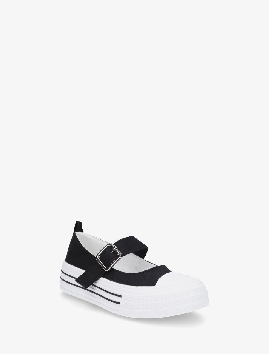 Ballerines style baskets à scratch - Noir - 2