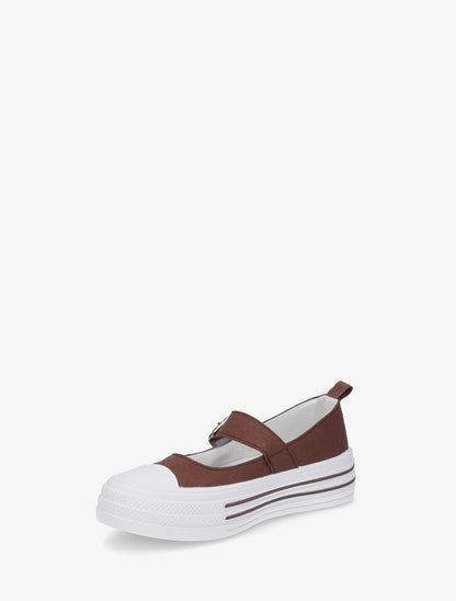 Ballerines style baskets à scratch - Marron - 3