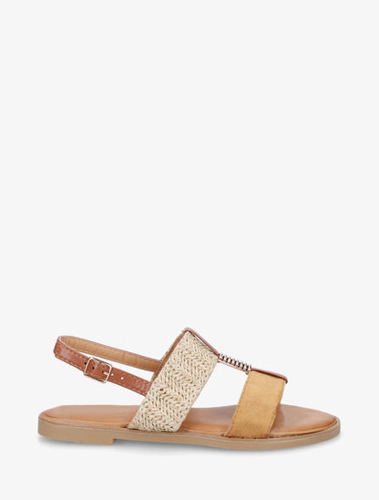 Nu-pieds à bijou métallique - Camel - 1