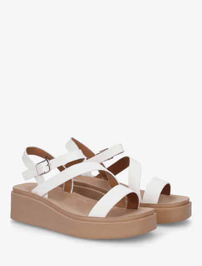 Sandales multi-bride en simili - Blanc - 4