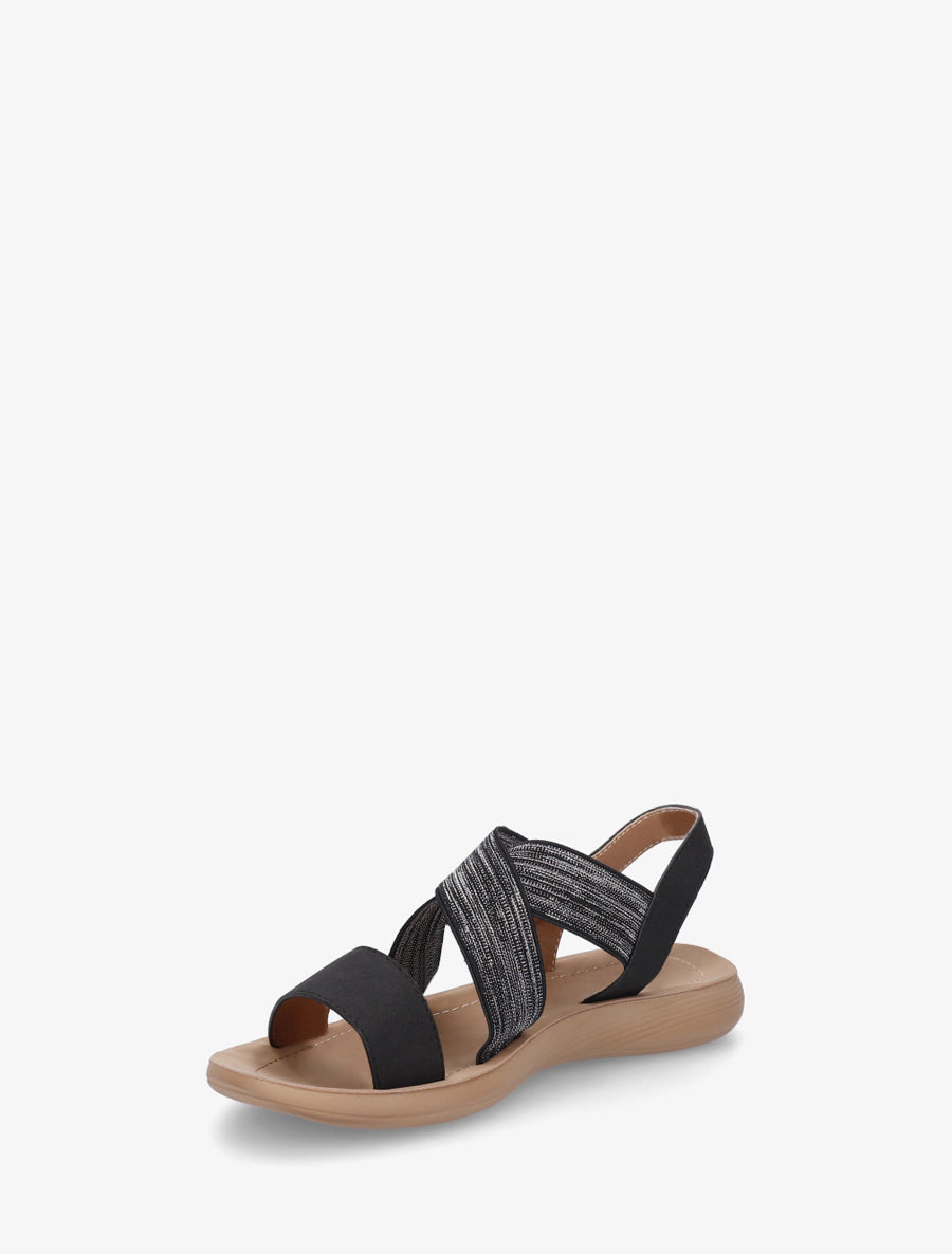 Nu-pieds à brides croisées élastiquées - Noir - 3