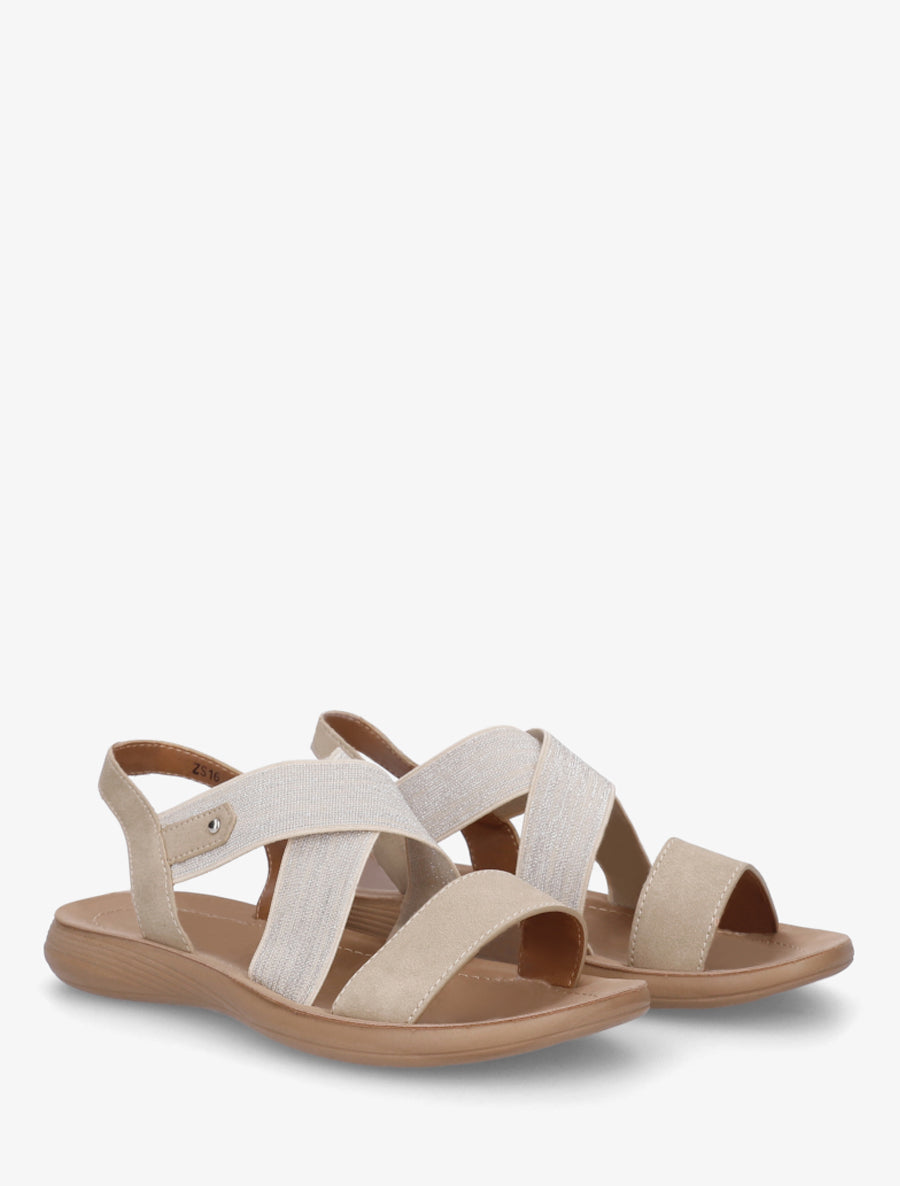 Nu-pieds à brides croisées élastiquées - Beige - 4