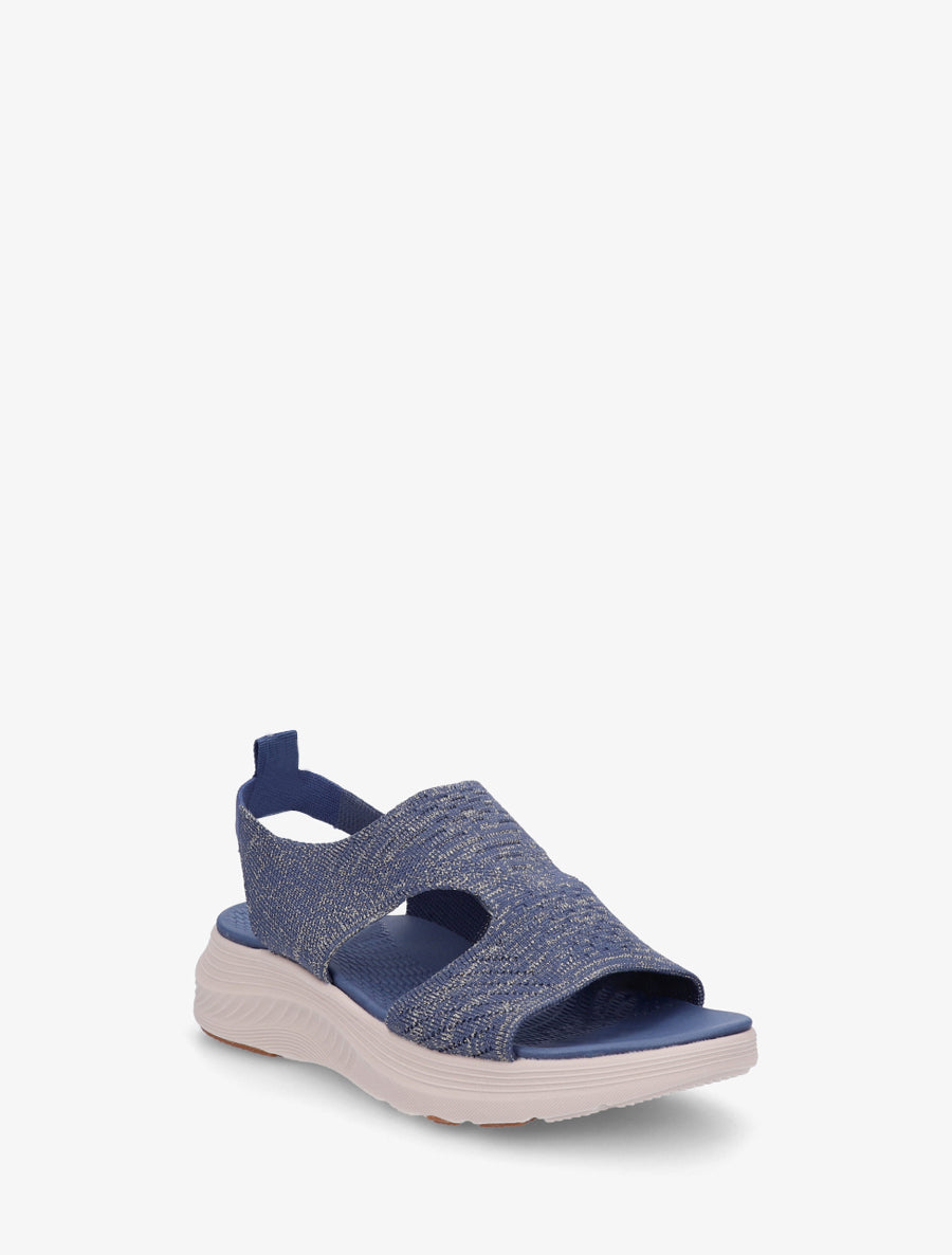 Sandales élastiquées en tissu irisé - Bleu foncé - 2
