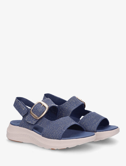 Sandales en tissu irisé à boucle et scratch - Bleu foncé - 4