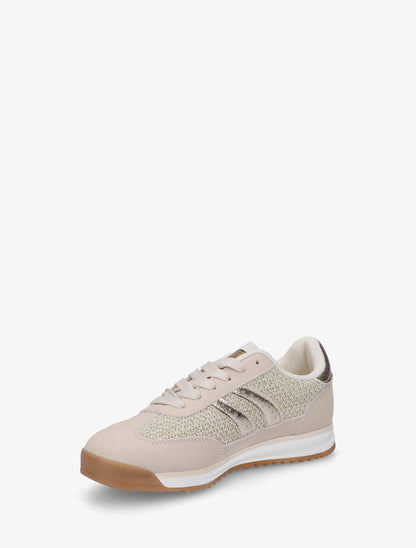 Sneakers plates à bandes effet nubuck et contrefort contrastantes - Beige - 3