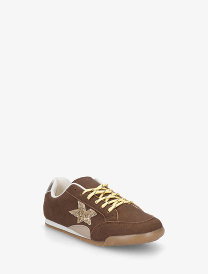 Sneakers en suédine à contrefort constrastant - Marron - 2
