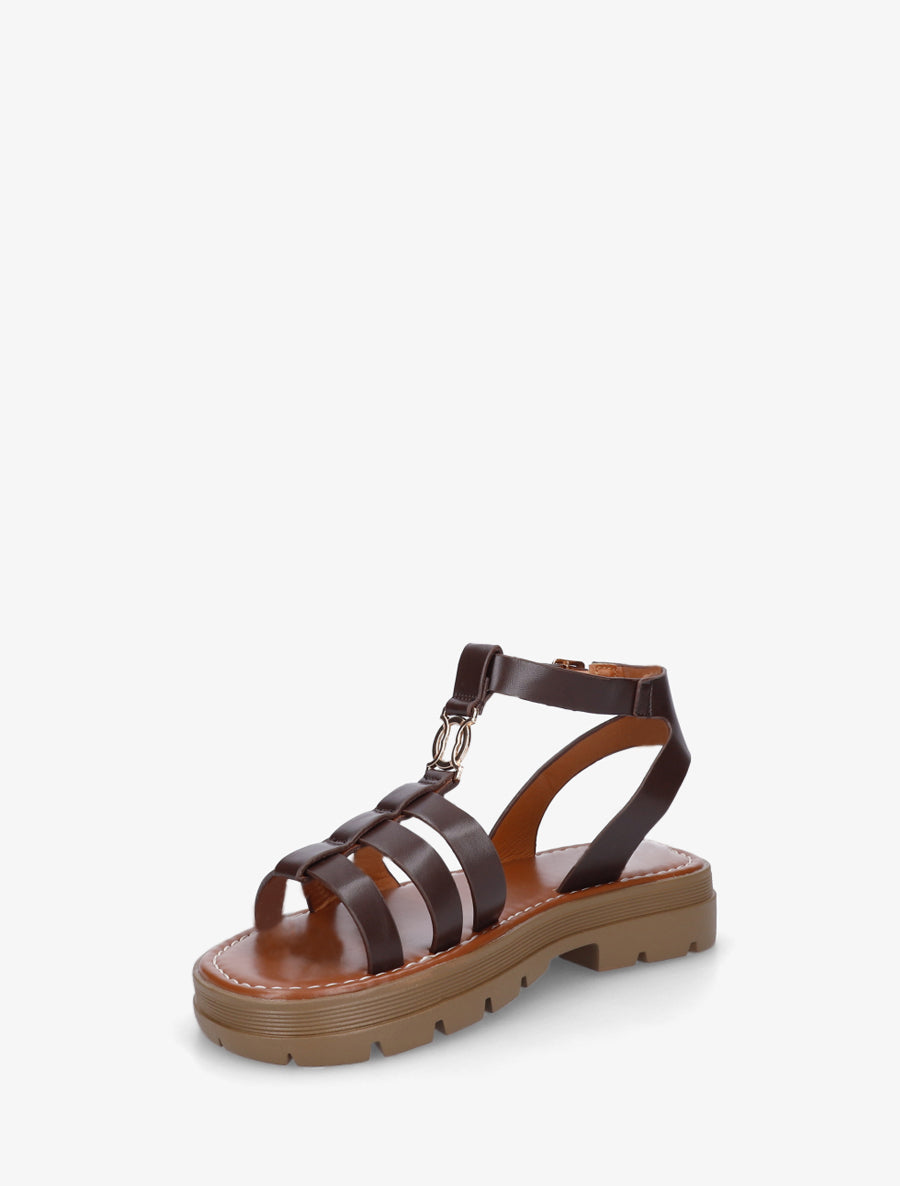 Sandales plates style spartiate - Marron - 3