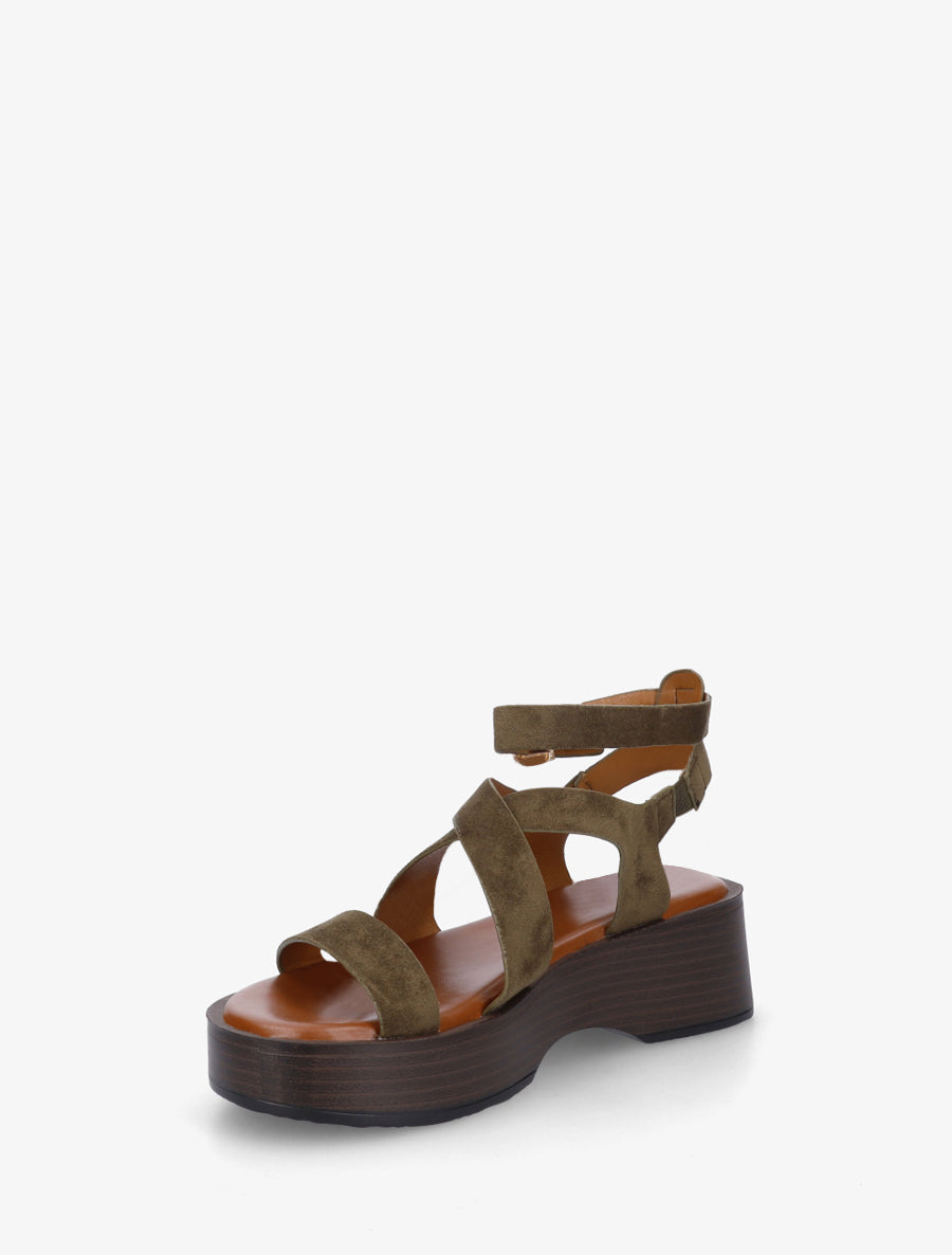 Sandales à semelle effet bois - Kaki - 3