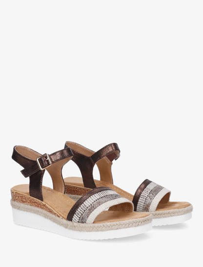 Sandales compensées à bride dépareillées - Marron - 4