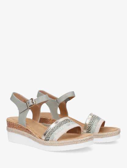 Sandales compensées à bride dépareillées - Kaki - 4