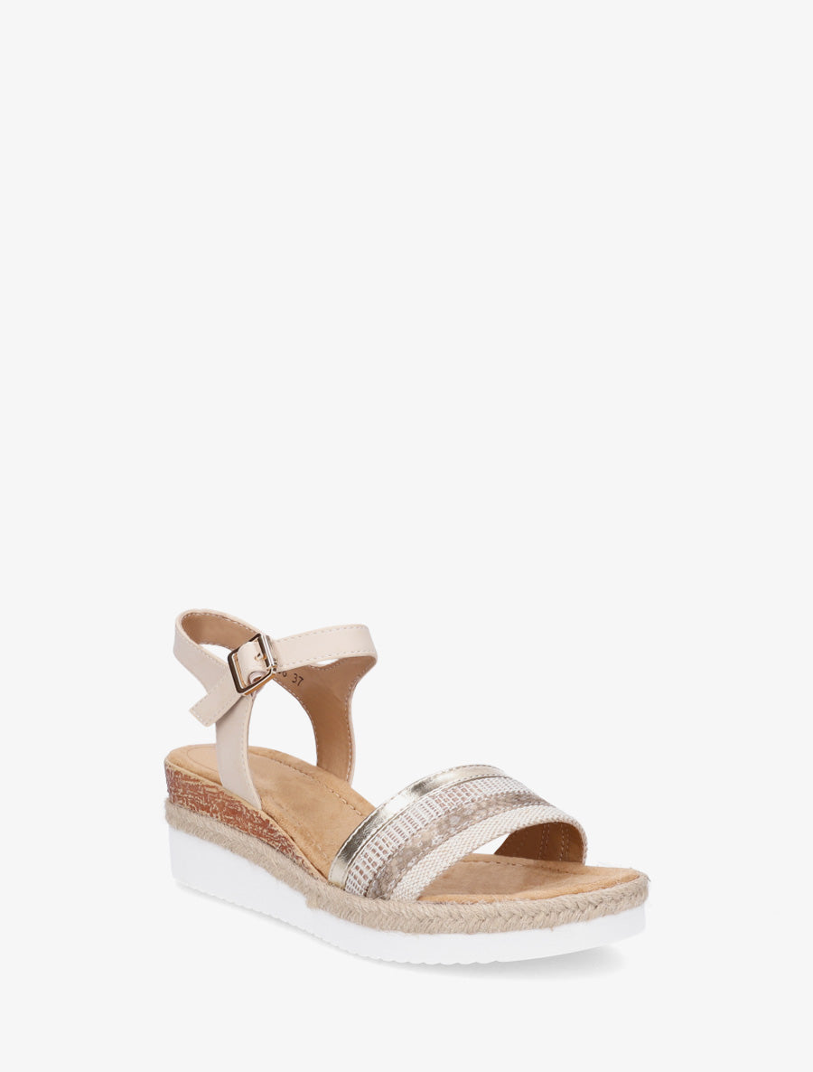 Sandales compensées à bride dépareillées - Beige - 2