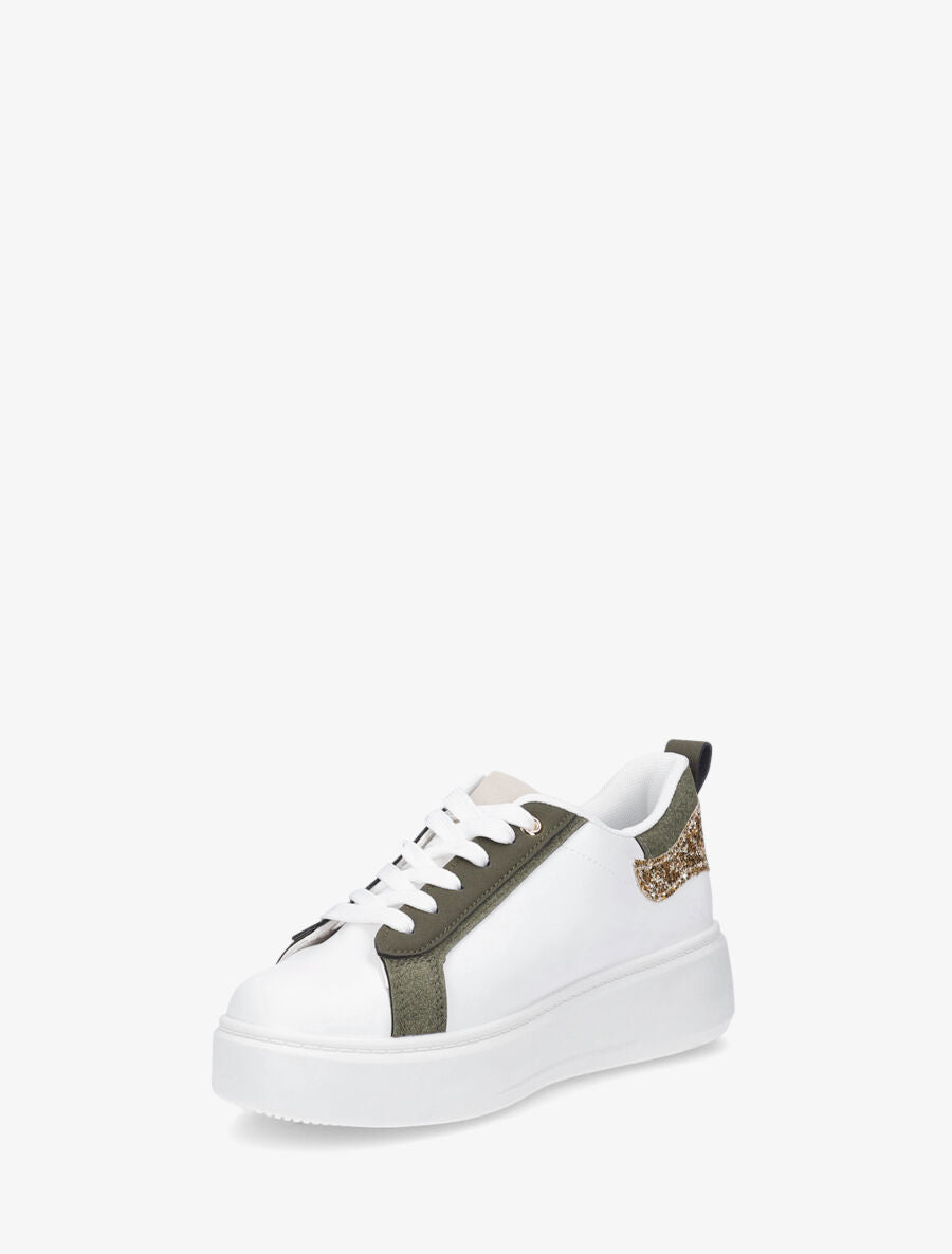 Sneakers en simili à motif étoile imprimé léopard - Kaki - 3