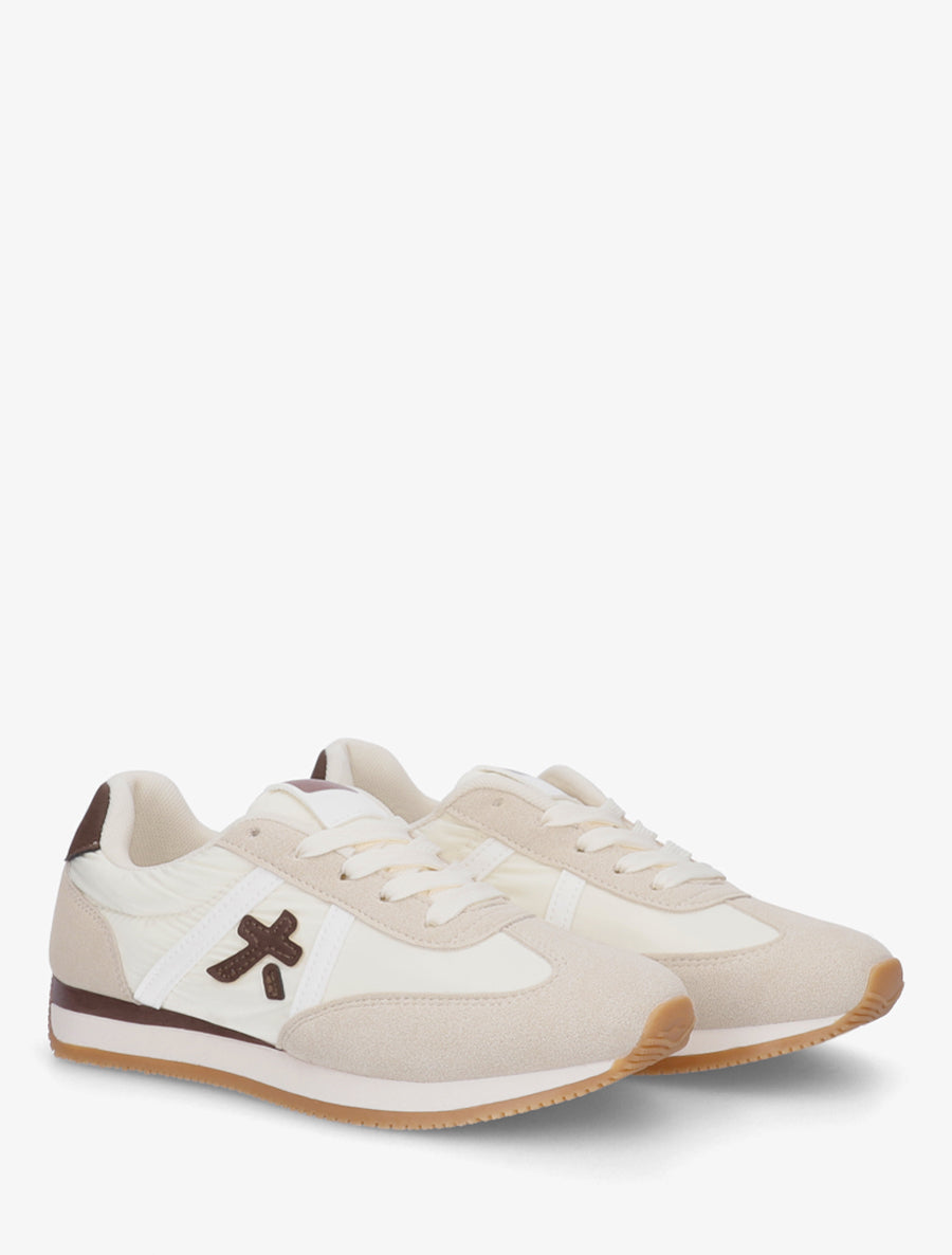 Baskets à empiècement graphique - Beige - 4