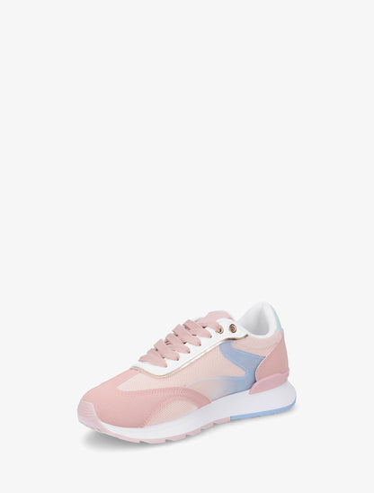 Baskets à bandes stylisées et empiècement effet nubuck - Rose - 3