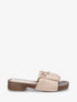 Claquettes en suédine à franges - Beige - 1