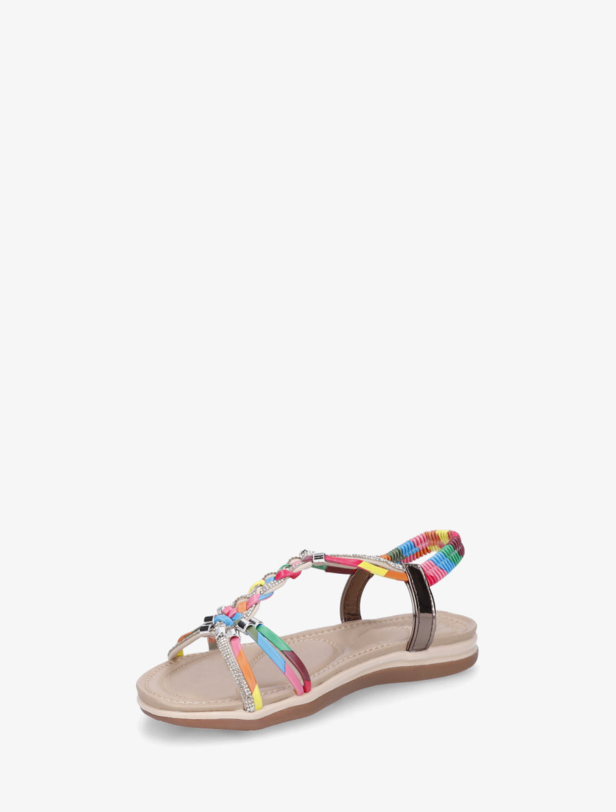 Nu-pieds à brides tressées et strassées - Rose - 3