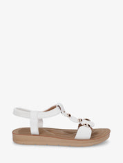 Nu-pieds en simili à tour de cheville élastiquée - Blanc - 1