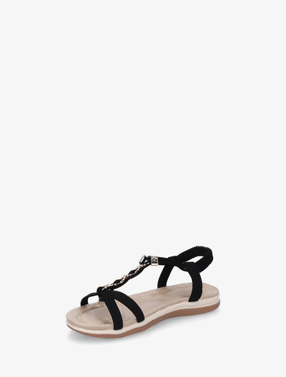 Nu-pieds à empiècement bijoux - Noir - 3