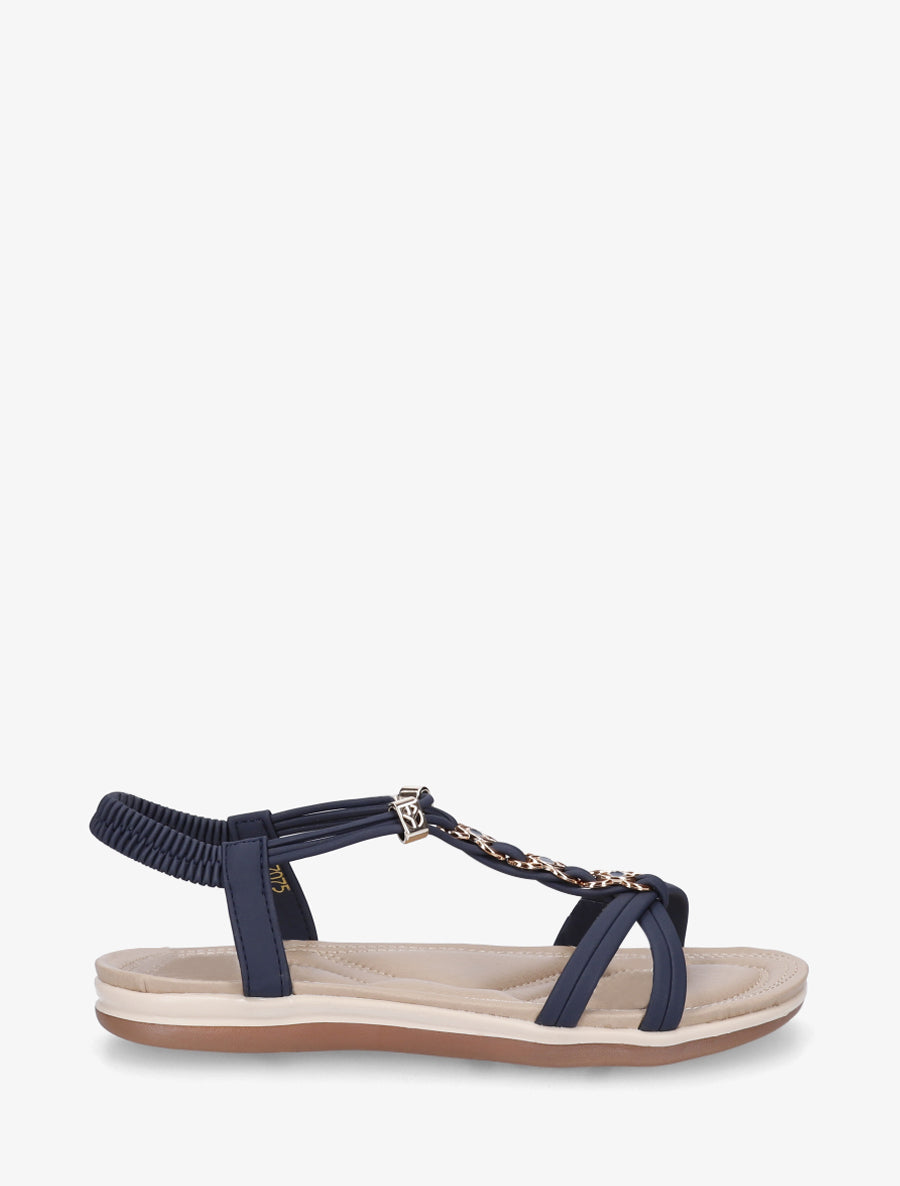 Nu-pieds à empiècement bijoux - Bleu - 1
