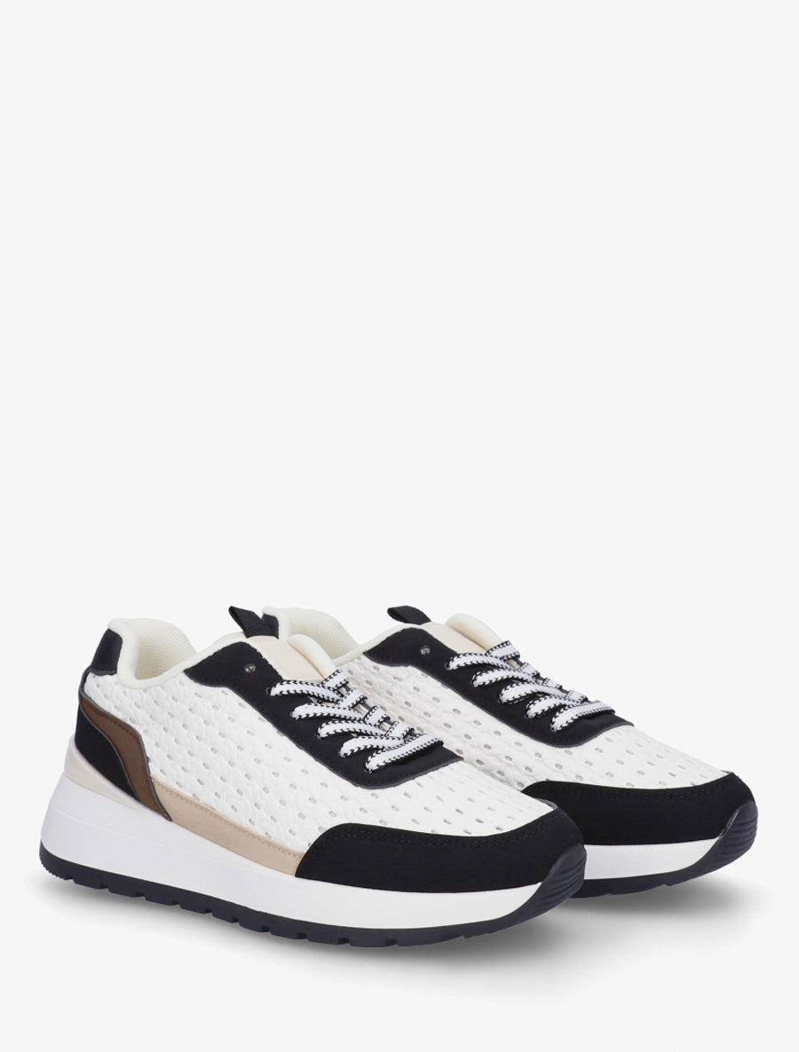 Baskets en simili effet tressé - Noir - 4