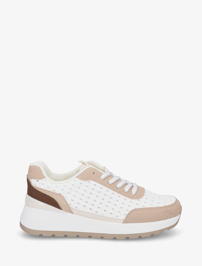 Baskets en simili effet tressé - Taupe - 1