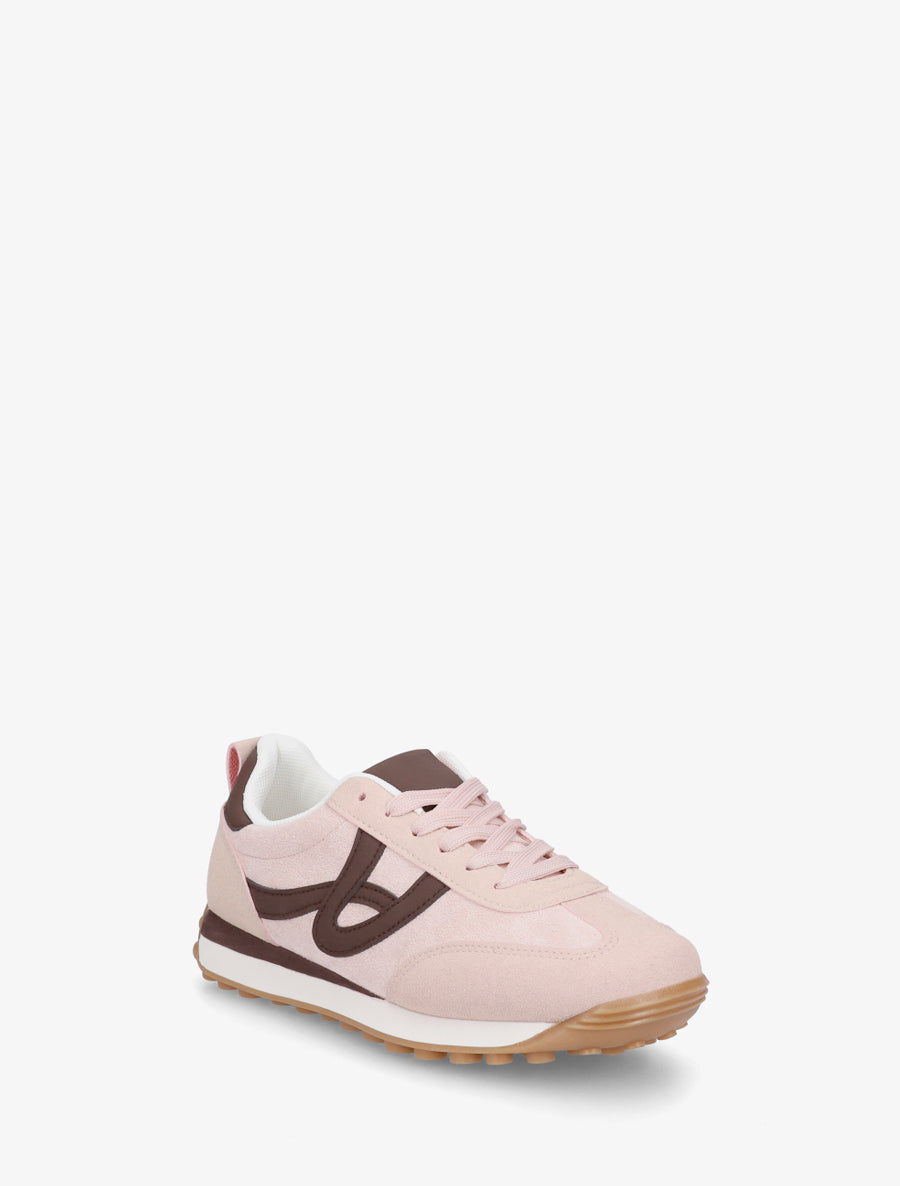 Sneakers en suédine à détails contrastants - Rose - 2