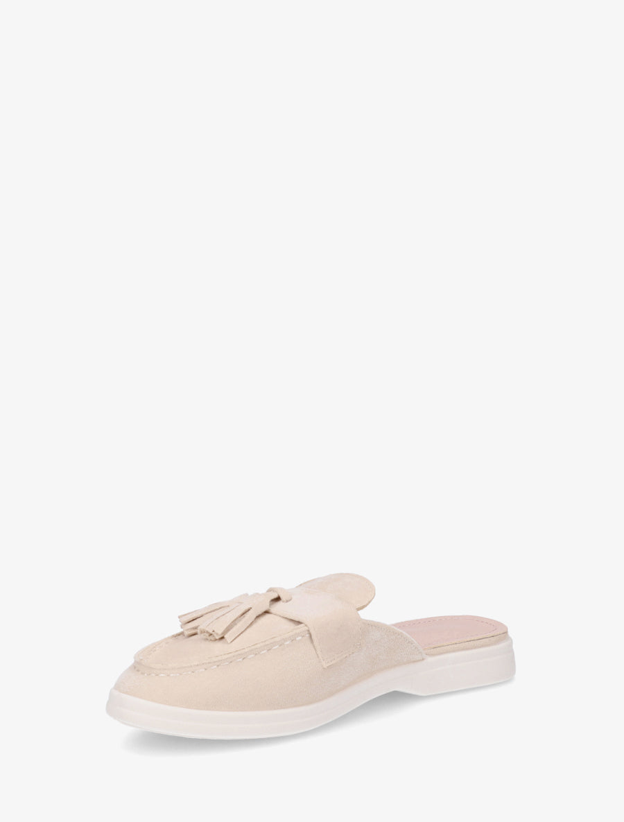 Mules style mocassin à pampilles - Beige - 3