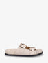 Mules plates en simili à double boucles - Beige - 1