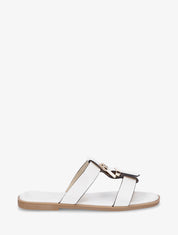 Nu-pieds en simili à boucle décorative - Blanc - 1