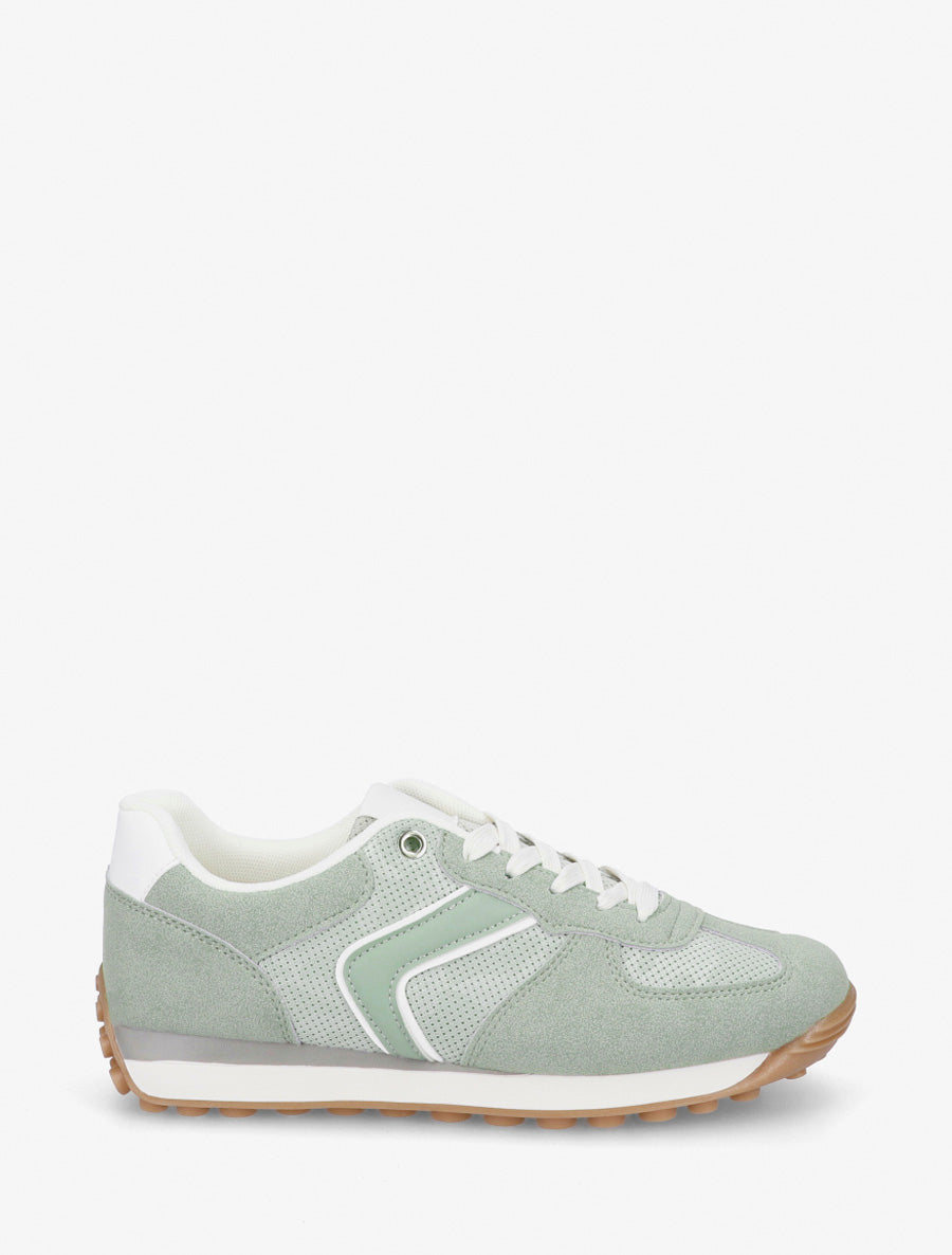 Zapatillas clásicas de ante y tela - Verde almendra