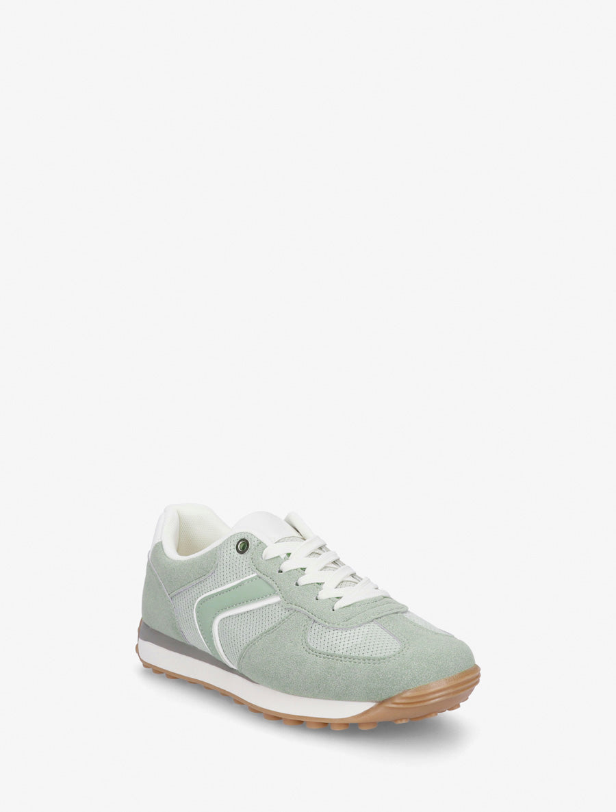 Zapatillas clásicas de ante y tela - Verde almendra