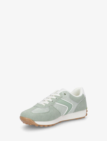 Zapatillas clásicas de ante y tela - Verde almendra