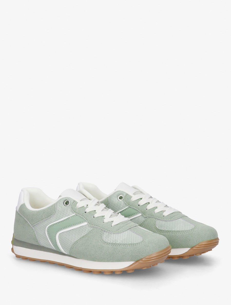 Zapatillas clásicas de ante y tela - Verde almendra
