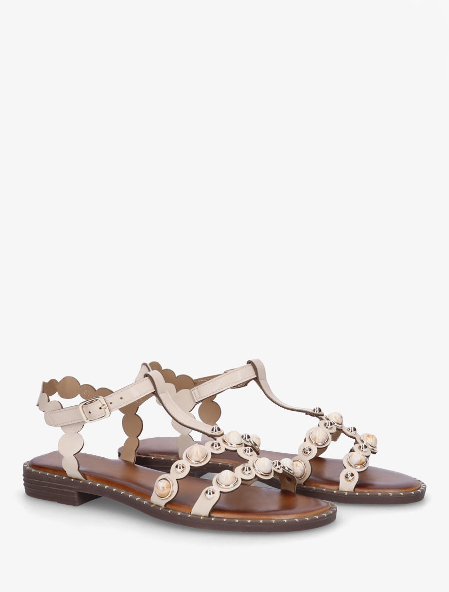 Sandales à bijoux et pierres - Beige - 4
