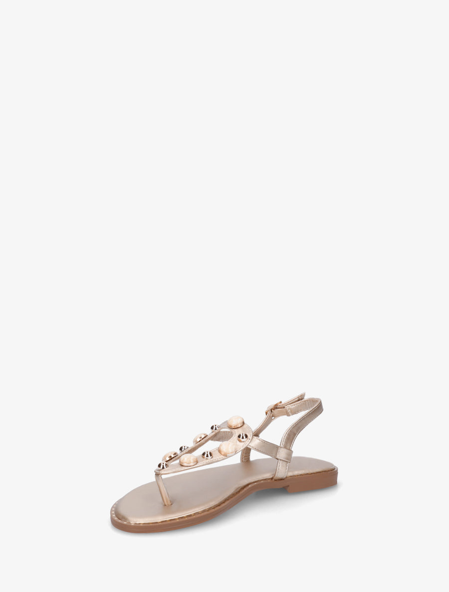 Nu-pieds à clous et bijoux marbrés - Or - 3