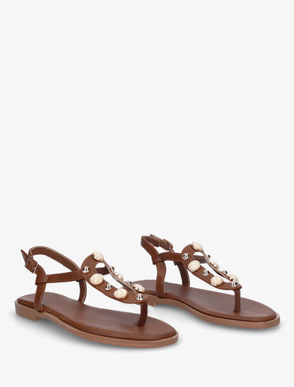 Nu-pieds à clous et bijoux marbrés - Marron - 4