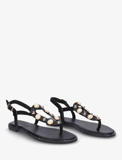 Nu-pieds à clous et bijoux marbrés - Noir - 4