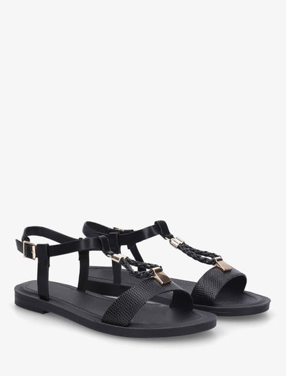 Nu-pieds python bride en T - Noir - 4