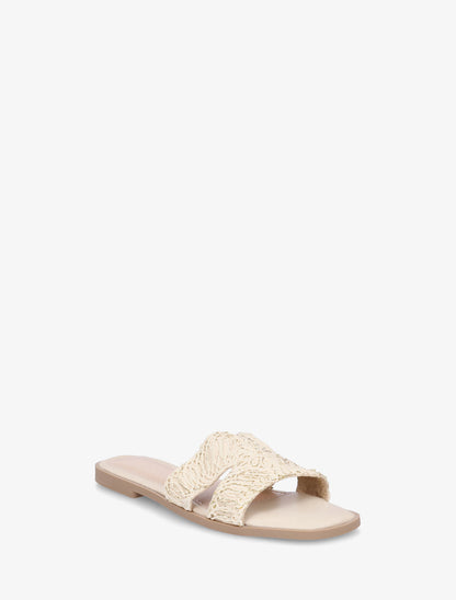 Claquettes en simili à détail irisé - Beige - 2