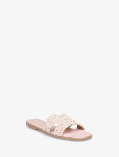 Claquettes en simili à détail irisé - Rose - 2
