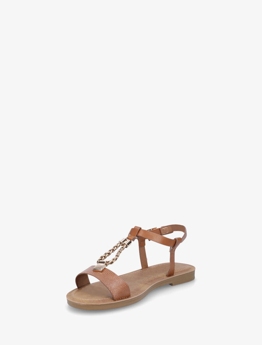 Nu-pieds python bride en T - Camel - 3